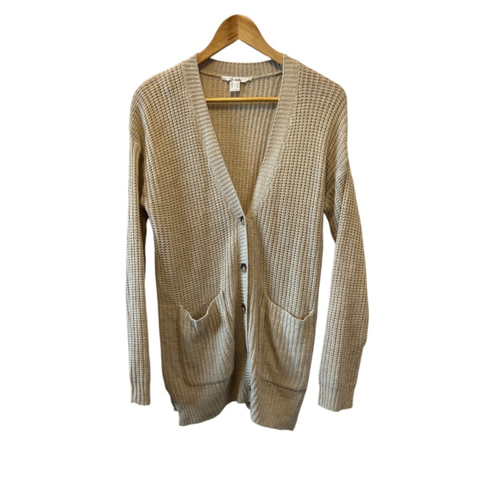 URBAN HERITAGE Tan Loose Knit Button Up Cardigan Sweater M